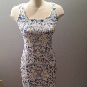 LAST CALL Blue and white sleeveless dress